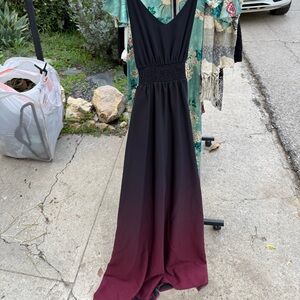 Midnight Hour Black and Burgundy Ombre Dress